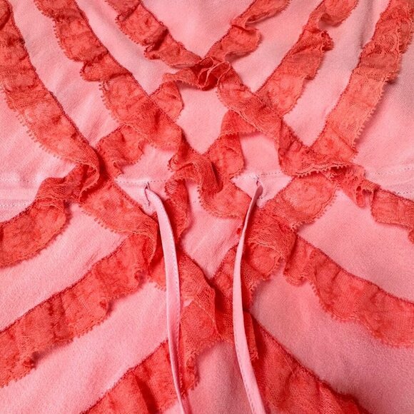 ViTG Y2K Tracy Reese Babydoll Cami Top Sz.8 Peach Silk Ruffle Fairy Coquette - Picture 6 of 11